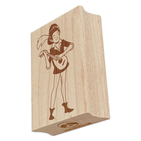 Medieval Bard Troubadour with Lute Rectangle Rubber Stamp Stamping Scrapbooking Crafting - Small 1.7in