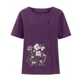 thumbnail image 4 of iHengLiXing Plus Size Spring Tops for Women 2025 Dressy Casual Women Casual And Linen Top Printed Short Sleeve Button Tunic T-shirt Blouse Purple XXXXL, 4 of 5
