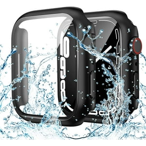 XiHAMA Étanche protection de l'écran Case compatible avec Apple Watch Series 6/5/4/SE 44mm, Bumper dur avec verre trempé pour la couverture de montres