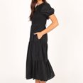 thumbnail image 4 of Vestido largo elegante para mujer Vestido túnica de gasa Cuello redondo Color sólido Traje diario FLhrweasw Nuevo, 4 of 7