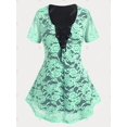 thumbnail image 2 of Camiseta Transparente de Encaje Floral de Talla Grande Rosegal  Camisetas tallas grandes, 2 of 5
