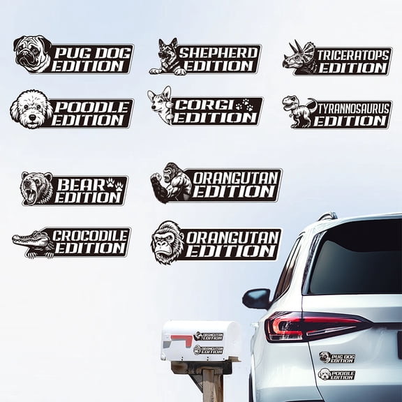 5Pcs Animals Car Stickers Animal Badges Vinyl Car Decals Dog Dinosaur Bear Edition Plastic Vehicle Decoration Decal DIY