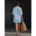thumbnail image 5 of Women 2 Piece Short Sets Summer Lounge Outfits Sets Short Sleeve Trendy Casual Matching Set XXL, 5 of 6