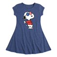 thumbnail image 1 of a Snoopy - Robe à Manches Courtes Évasée pour Filles - Taille 2T Marine Chiné, 1 of 2