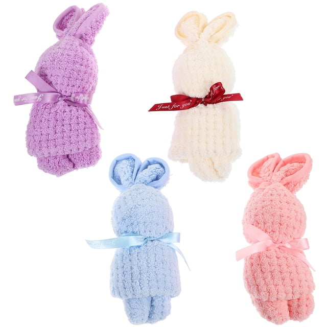 OULII Bunny Shape Hand Towel Thickened Material Absorbent Wedding 4Pcs