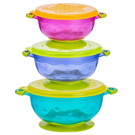 

3pcs Baby Snacks Storage Box Kids Plastic Snack Bowl Solid Food Bowl Sucker Bowl