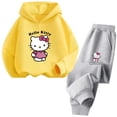 thumbnail image 3 of Conjunto de sudadera con capucha Kawaii Hello Kitty para niños, chándal informal divertido, sudadera con capucha Kuromi para niños, pantalones largos, conjuntos de 2 piezas, suéter para niños, ropa, 3 of 5