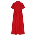 thumbnail image 5 of Linen Dress for Women 2026 Summer - Short Sleeve Button Up Flowy A-Line Pleated Front Lapel Collared Casual Maxi Dress, 5 of 5