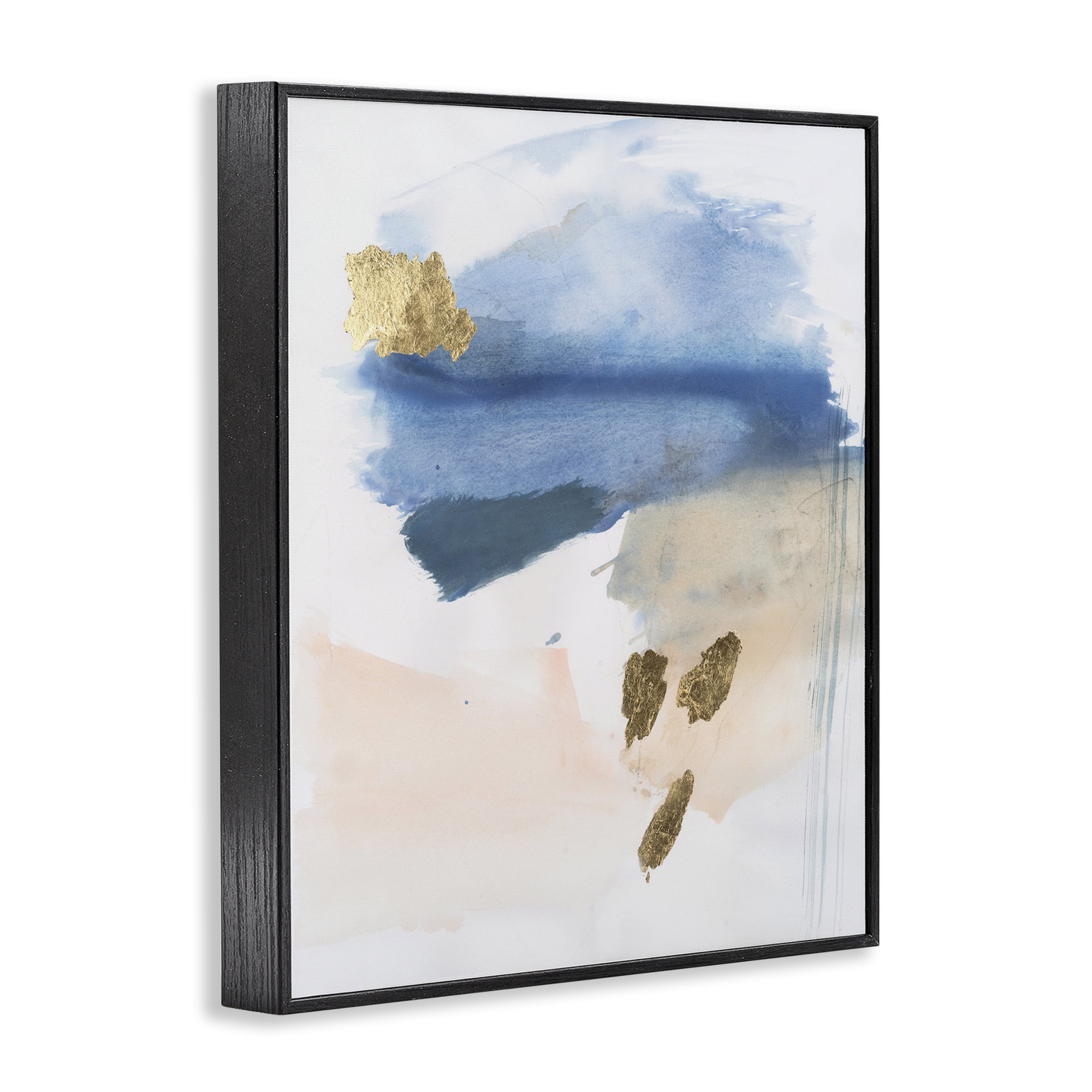 Stupell Industries Blue & Blush Ombre Abstract Painting Black Framed Art Print Wall Art, 16 x 20