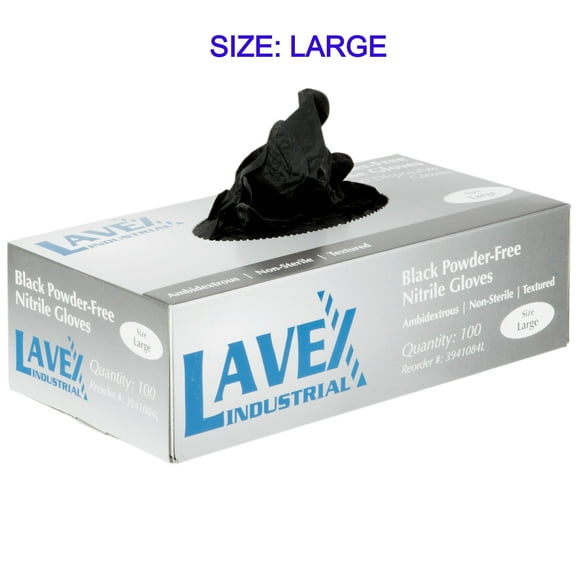 Lavex Industrial Nitrile 5 Mil Thick Powder-Free Textured Gloves - Large 100pcs per box