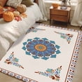 thumbnail image 4 of Vintage Blue Floral Washable Area Rug 4 x 6 ft Country Retro Exotic Geometric Abstract Flower , Soft Non Slip Rugs Stain Repellent Indoor Felt Carpet for Living Dining Room Bedroom Home Office, 4 of 9