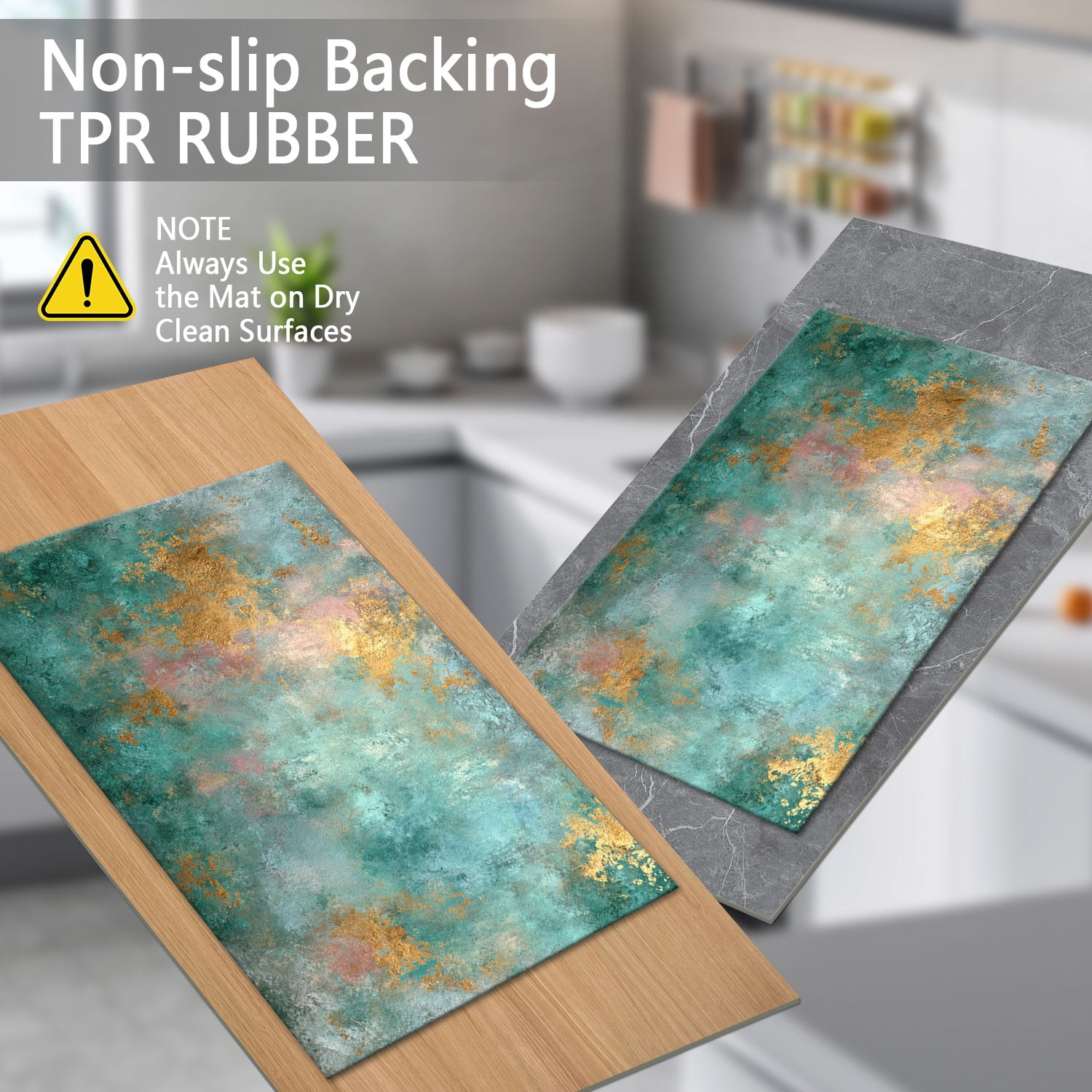 3 Piece Kitchen Rug Set, Non-Slip And Washable, Abstract Pattern Kitchen Hallway Rug, Soft And Comfortable, Suitable For Sinks, Floors, Entrances, Hallways and Bathrooms