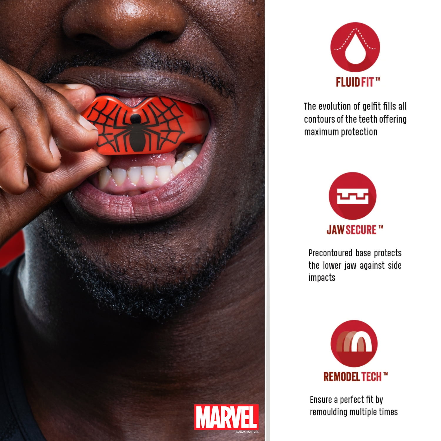 Spider-Man Mouth Guard for Braces with Case, One Size Remouldable Mouthguard