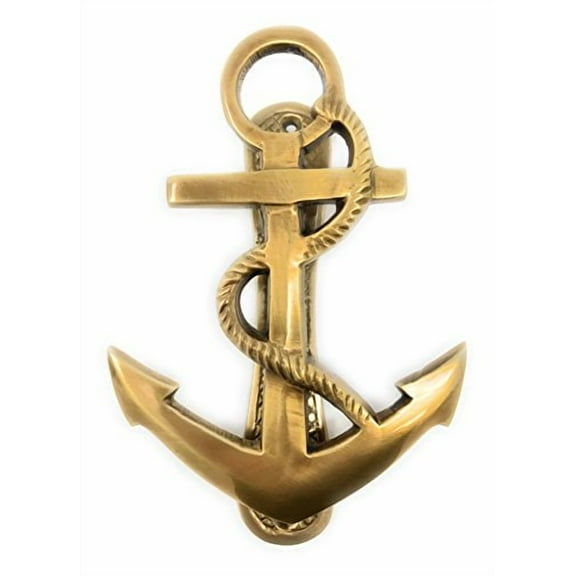 Nautical Ship's Anchor Antiqued Brass Door Knocker 6.5 inches Tall