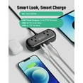 thumbnail image 5 of Power Strip with USB, SUPERDANNY Mini Surge Protector with 2 Wide-Spaced Outlets, 3 USB-A 1 USB-C, 5 Ft Extension Cord, Flat Plug, Compact Size Desktop Charging Station Travel, Home, Office, Black, 5 of 7