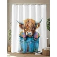 thumbnail image 4 of Shower Curtain Watercolors Yak Bucket Shower Curtains for Bathroom, Waterproof Polyester Shower Curtain Set with Hooks, Standard Size 72" x 72" Animal, 4 of 6