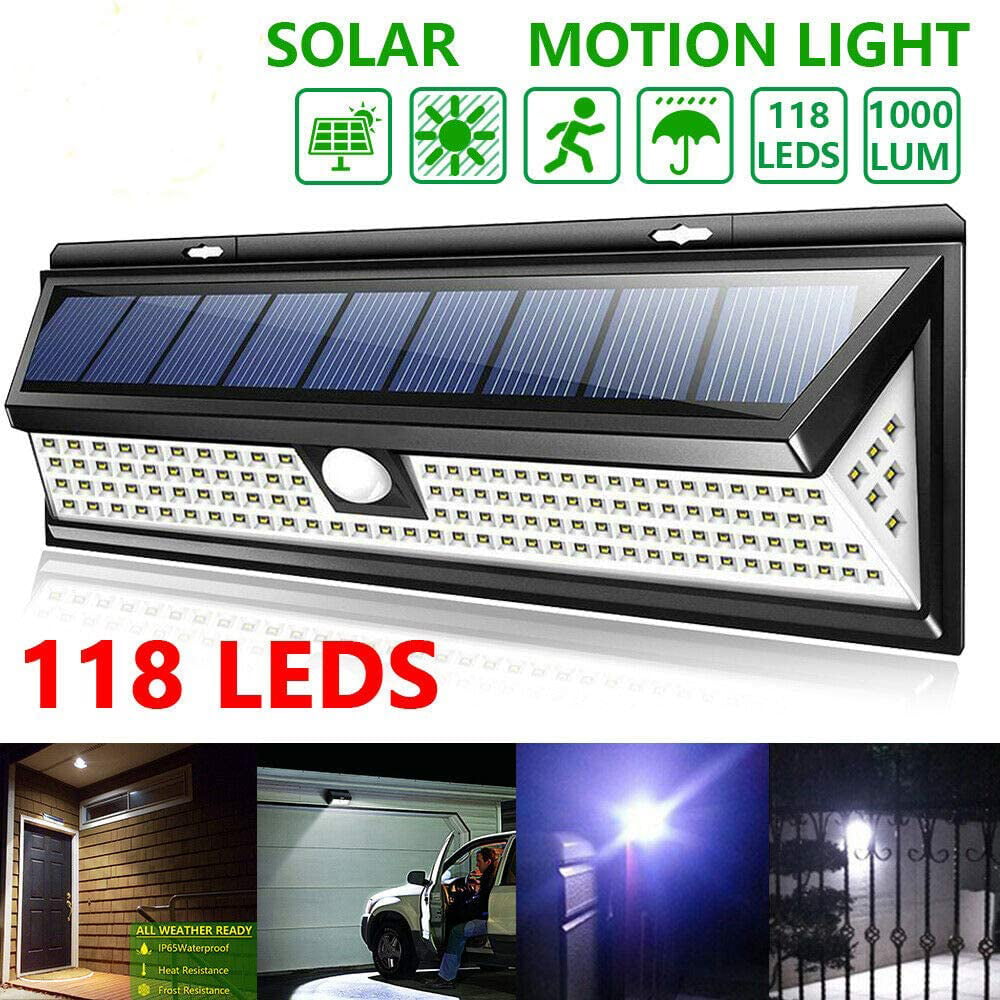 118 LED Solar Power Motion Sensor Light Waterproof Outdoor Yard Garden Wall Lamp 