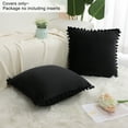 thumbnail image 3 of Unique Bargains 2-Pack Soft Velvet Pompoms Throw Pillow Covers 18" x 18" Black, 3 of 8
