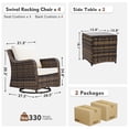 thumbnail image 3 of MEISSALIVVE Outdoor Patio Furniture Set with Swivel Chair, 6 Pieces Patio Conversation Set, Patio Sectional Furniture Set with 4 Swivel Rocker Patio Chair and 2 Side Table (Beige), 3 of 10