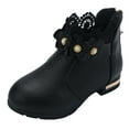 thumbnail image 2 of ZHOGXU Big Kids Girls Boot Non Slip Flat Sole Lace Flower Design Fashion Breathable Shoes For Daily Wear Black 5-5.5 Years, 2 of 2