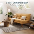 thumbnail image 6 of LINSY HOME Convertible Futon Sofa Bed, Convertiable Sofa Bed,  Corduroy Material Yellow, 6 of 10