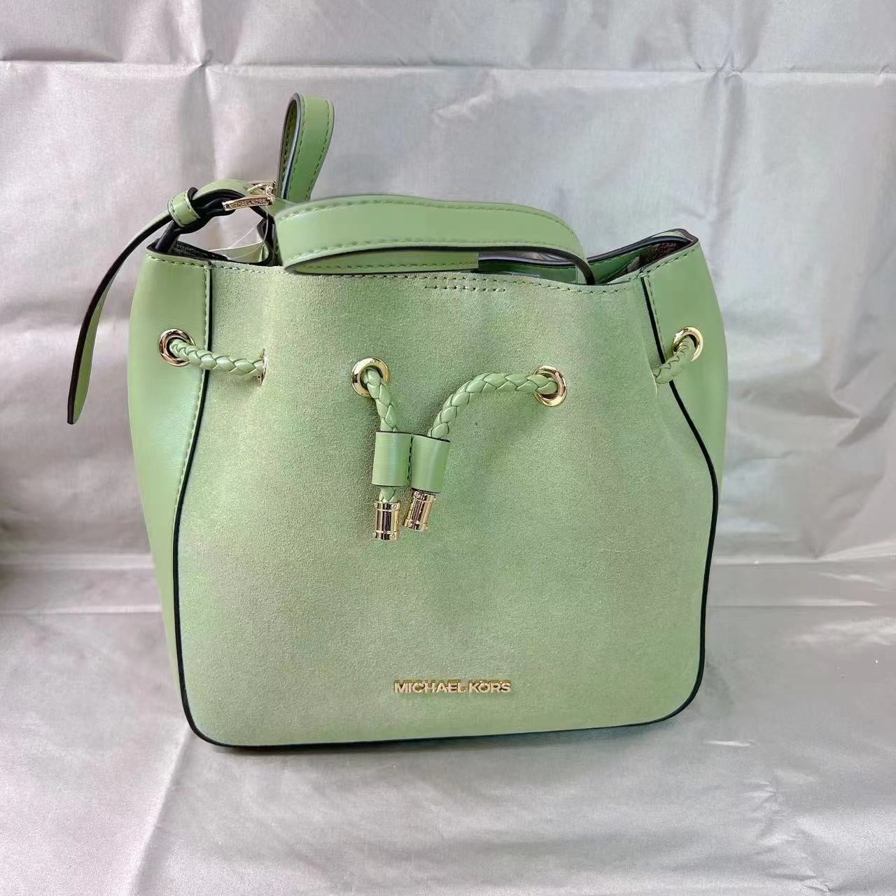 Deux Lux Green Hobo Bucket Weave Shoulder Bag