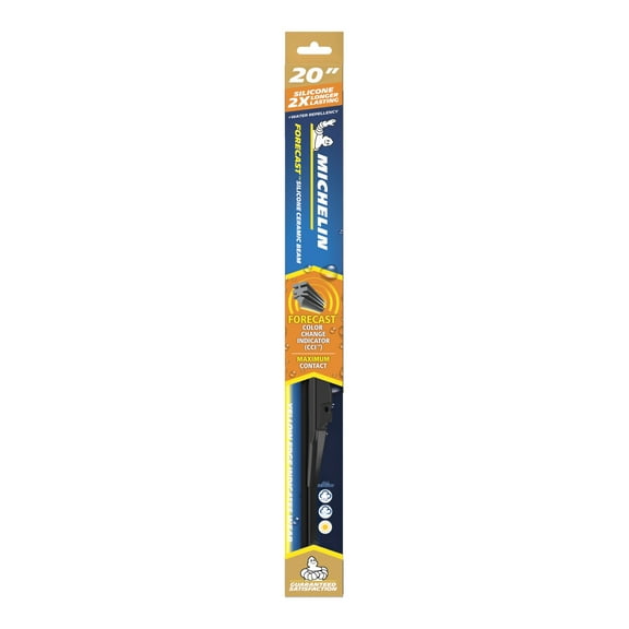 MICHELIN® Forecast Predictive Wiper Blade, 20", Silicone Ceramic Beam Blade with Yellow Edge Color Changing Technology