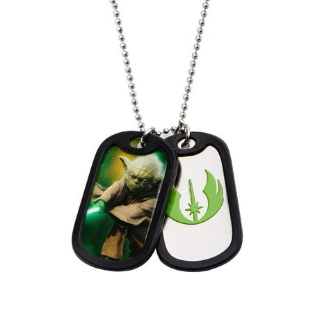 Rubber Silencer - Stainless Steel Star Wars Yoda with Rubber Silencer Double Dog Tag Pendant Necklace