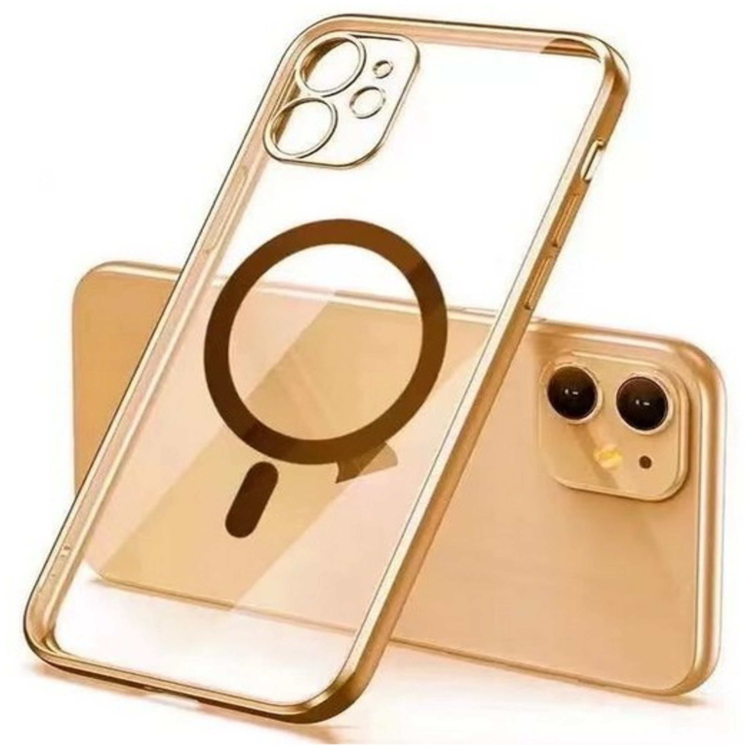 for Apple iPhone 14 Pro Max (6.7 inch) Golden Chrome Frame Transparent Hybrid with Lens Protector Shockproof PC Bumper Phone Case Cover by Xpression 
