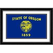 Oregon State 2x Matted 40x28 Large Black Ornate Framed Art Print by The Flag Art Print Series