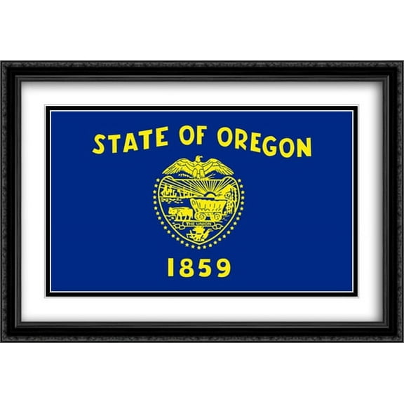 Oregon State 2x Matted 40x28 Large Black Ornate Framed Art Print by The Flag Art Print Series