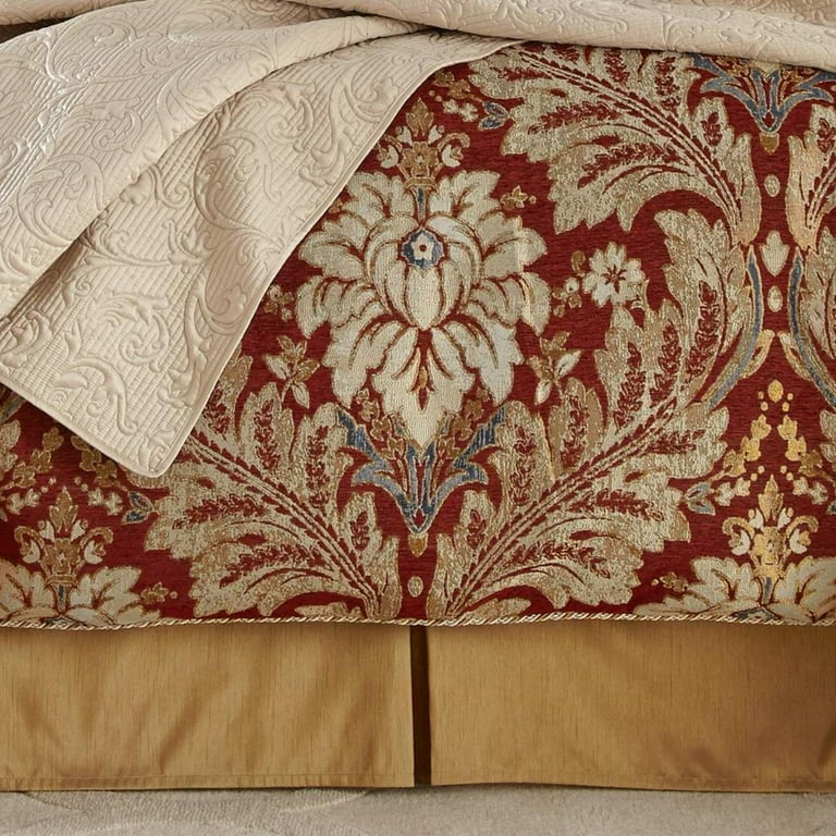 Croscill Arden Damask Bedding Queen 4 Piece Comforter Set, Red