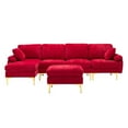 thumbnail image 5 of Morden Sectional Sofa with Removeable Chaise,L Shaped Sofa with Metal Legs, 4 Seater Modern Sofa Couch Set for Living Room Apartment,Red, 5 of 7