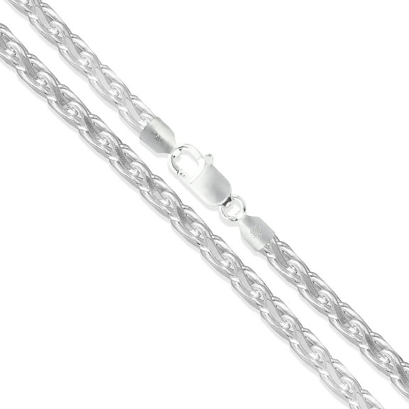 Sterling Silver Diamond-Cut Wheat Chain 2.7mm Solid 925 Spiga Necklace 22" Jewelry Female Unisex
