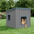 thumbnail image 2 of LHBcraft Outdoor Cat House,Durable Insulated PP Shelter for Feral Kittens,Weatherproof Shelter for Garden,Gray & Blue, 2 of 9