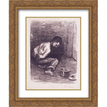 Theophile Steinlen 2x Matted 20x24 Gold Ornate Framed Art Print 'Enfant Martyr '