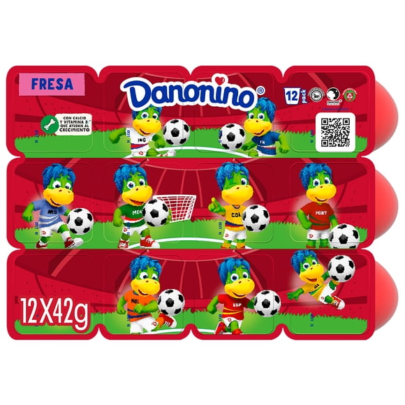 Queso petit suisse Danonino sabor fresa 12 pzas de 42 g c/u