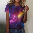 thumbnail image 2 of Save On 3D Galaxy T-Shirts for Women Universe Graphic Tees Short Sleeve Shirts Casual Cotton Tunic Tops Crew Neck Blouses Teen Girls Clothes Vacation Party Going Out Outfits, 2 of 4