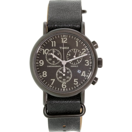 Timex Men's Weekender TW2P62200 Black Leather Analog Quartz Watch