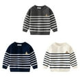 thumbnail image 2 of Toddler Baby Knit Sweater for Boys Girls Long Sleeve Crewneck Striped Pullover Sweatshirt Fall Winter Clothes, 2 of 3