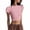 Pink, variant on Women’s Short-Sleeved T-Shirt JIANLAI Casual Plain-Colored T-Shirt, Wide Shoulders High Waist Open Collar Bare Back Attire, Women’s Short Blouse XS-XL Pink