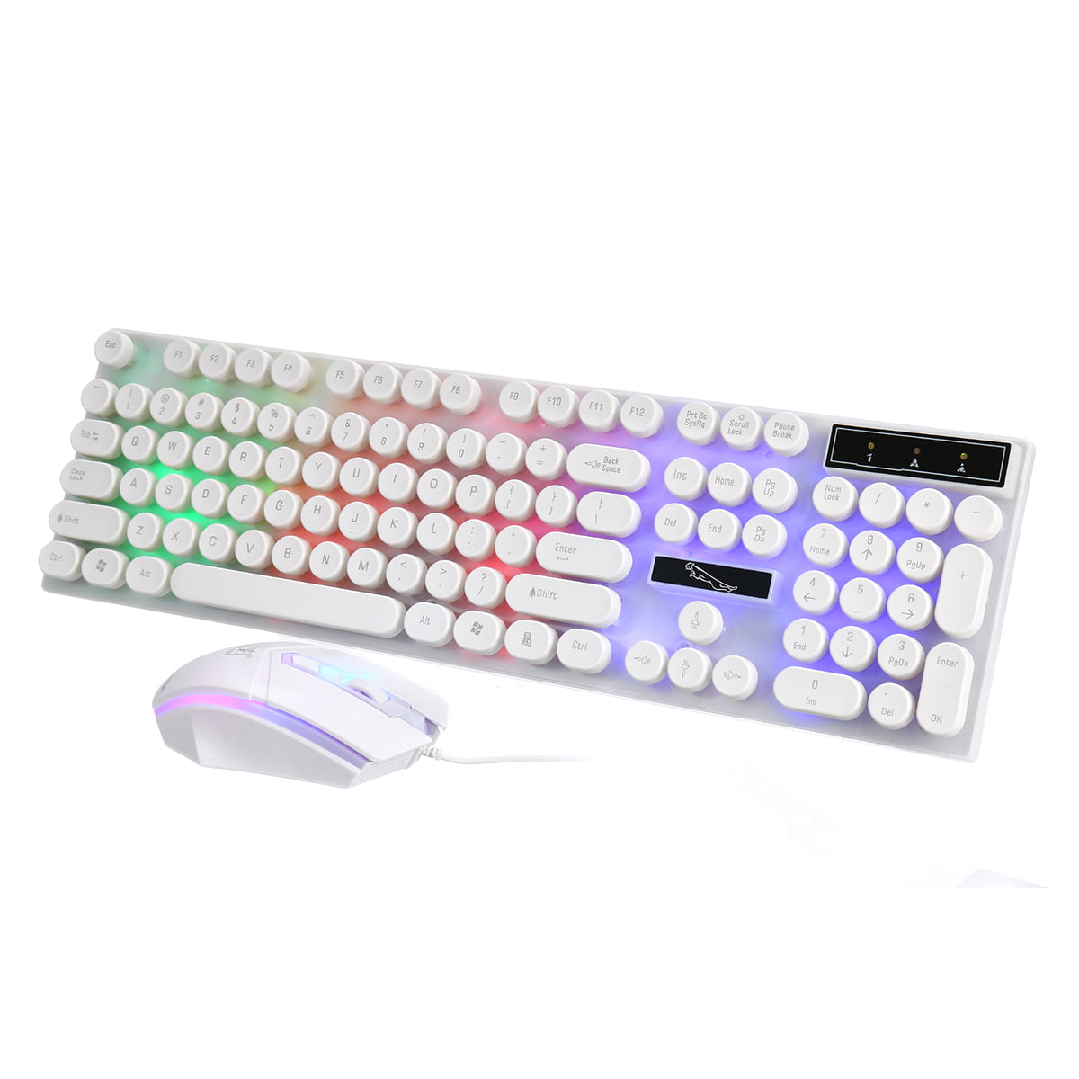 Color : White Wired Keyboard and Mouse Set G21 Suspension Lighting Mechanical Feel Game Backlight Mouse and Keyboard Set 