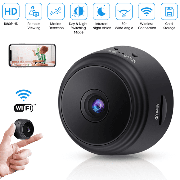 OPCUS Home Security Camera Wireless WIFI Mini Indoor Surveillance Camera with Night Vision 1080 HD Video Recording 150 Wide Angle