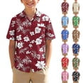 thumbnail image 2 of QINGFSAP Kids Girls Boys Hawaiian Printed Lapel Short Sleeve Shirt Casual Breathable Summer Tops for 3鈥?5T, 2 of 8