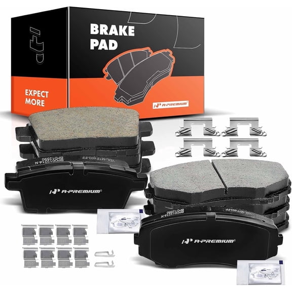 A-Premium Front and Rear Ceramic Disc Brake Pads Set Compatible with Select Ford Lincoln and Mazda Models - Edge MKX 2007-2010 CX-7 2007-2012 CX-9 2007-2015 with Hardware 8 Pcs