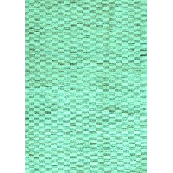 Ahgly Company Indoor Rectangle Solid Turquoise Blue Modern Area Rugs, 2' x 4'