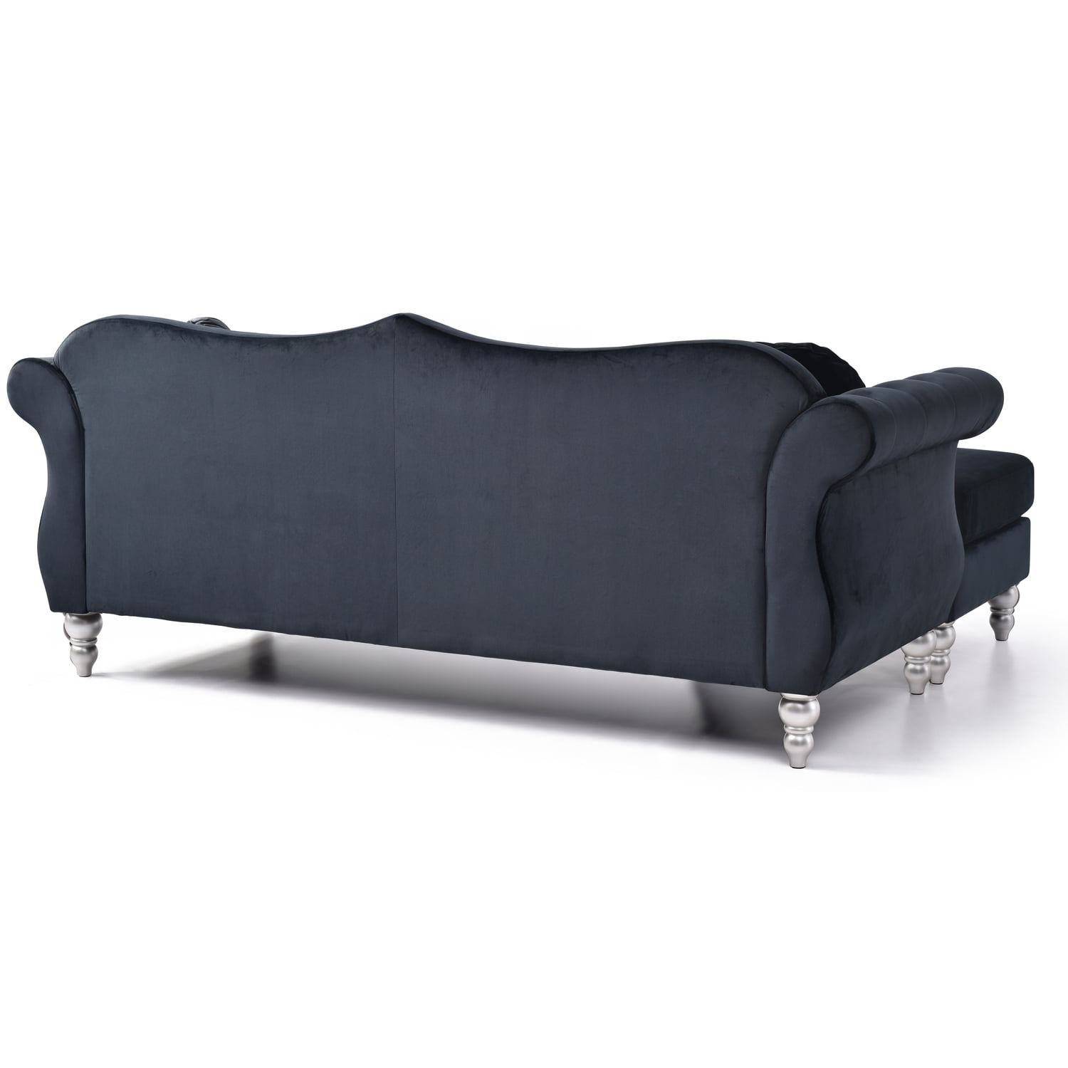Glory Furniture Hollywood Velvet Sofa Chaise in Black