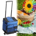 thumbnail image 4 of Rolling Cooler Bag, Waterproof Dual Handle Soft Rolling Cooler Oxford Cloth 35L Large Capacity  for Camping, 4 of 7