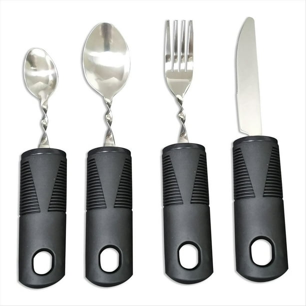 4 Piezas de Cubiertos Flexibles, Utensilios para Discapacitados, Utensilios Pesados para Adultos, Utensilios de Vajilla Adaptables para Adultos Mayores