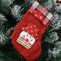 AuroraX Cute Stylish Christmas Stockings Traditional Mini Christmas Stockings with 3d Santa Snowman and Reindeer Plush 6" Candy Stocking Bag for Family Christmas Decor(Red)